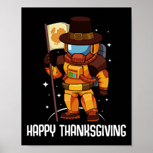 Poster Jour du bon thanksgiving L'astronaute Turquie Drap