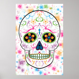 Poster Jour du crâne de sucre mort - Couleur vive