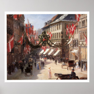 Poster Jour du drapeau Vintage voyage à Copenhague Danema