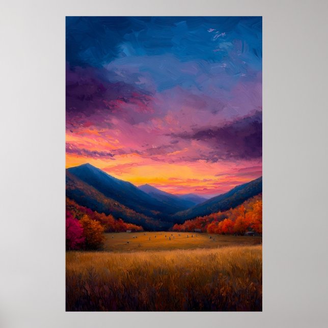 Poster Jour du Jeu - Autumn Mountain Sunset Landscap (Devant)