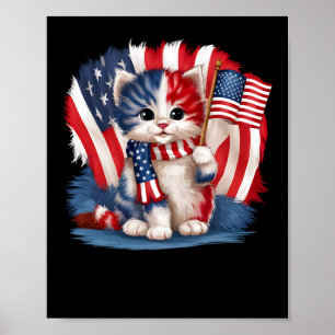 Poster Jour du souvenir chat drôle chaton 4 juillet patri
