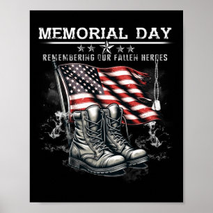Poster Jour du Souvenir Drapeau en mémoire des héros tomb