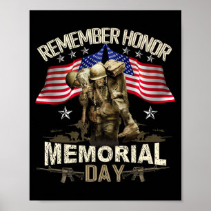 Poster Jour du Souvenir Drapeau États-Unis Rappeler Honne