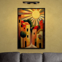 Jour ensoleillé dans Petite Ville AI Art Retro Ill