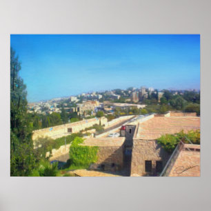 Poster Jour ensoleillé Yemin Moshe Voir JerIsalem Israel 