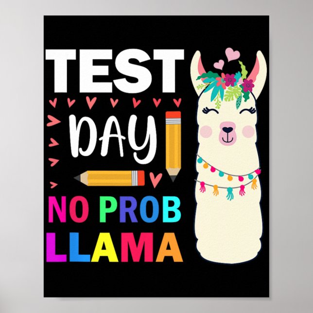 Poster Jour No Prob-llama Llama Test de l'enseignant Jour (Devant)