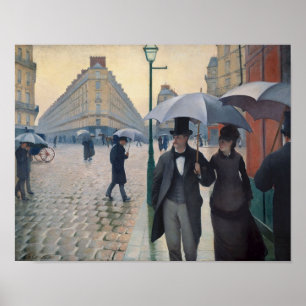 Poster Jour pluvieux de rue de Paris par Gustave