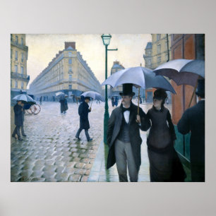 Poster Jour pluvieux de rue de Paris par Gustave