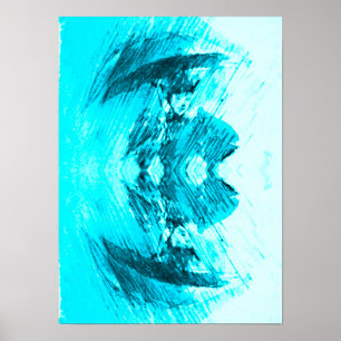 Poster Jour pluvieux en bleu