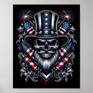 Poster Jour Usa Patriot Le Crâne Porté! 4 juillet 2024