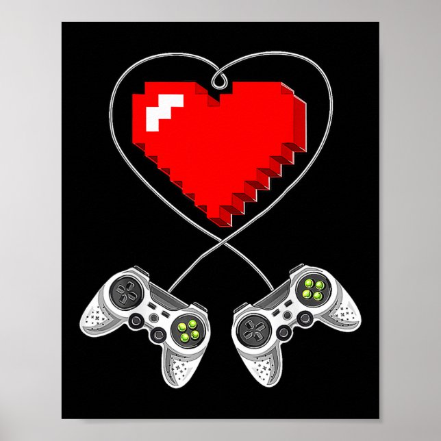 Poster Jour Vidéo Contrôleur Coeur Gamer Cadeaux Garçons (Devant)