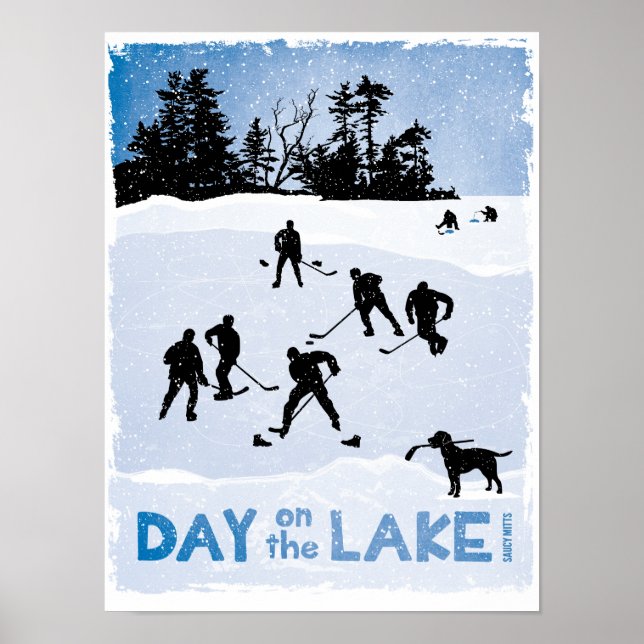 Poster Journée bleue sur le hockey Lake Pond (Devant)