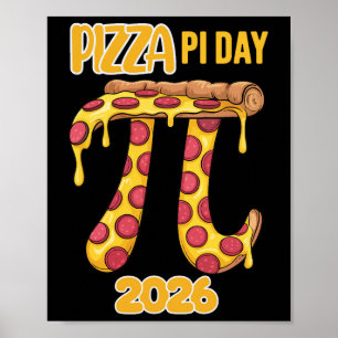 Poster Journee de la Pizza Pi 2026 Retro Prof de Maths Ga