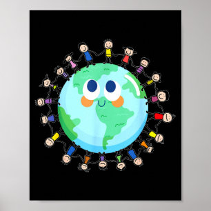 Poster Journée de la Terre Enfants heureux autour du mond