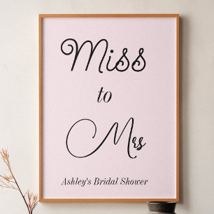 Poster Journée de mariage Rose Blush Miss to Mrs