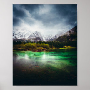 Poster Journée de pluie vertigineuse au lac Fusine, Itali