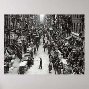 Poster JOURNÉE DU MARCHÉ - BASSE-EST MANHATTAN c. 1902