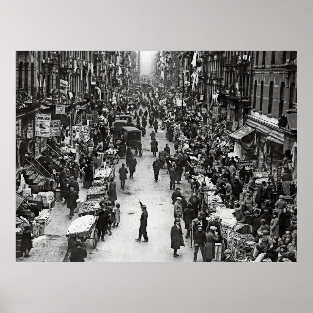 Poster JOURNÉE DU MARCHÉ - BASSE-EST MANHATTAN c. 1902 (Devant)