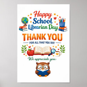 Poster Journée heureuse de la bibliothécaire scolaire M