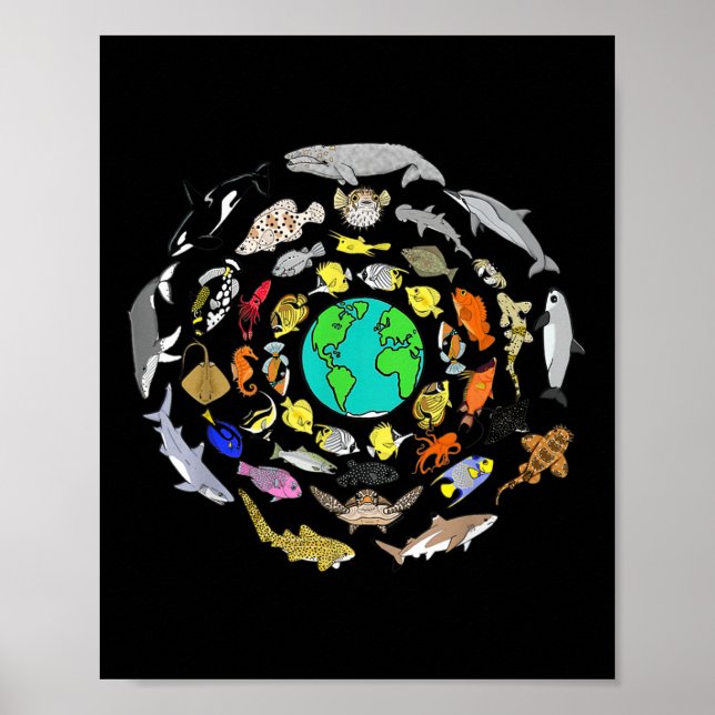 Poster Journée mondiale des océans Vie marine Jour des te (Devant)