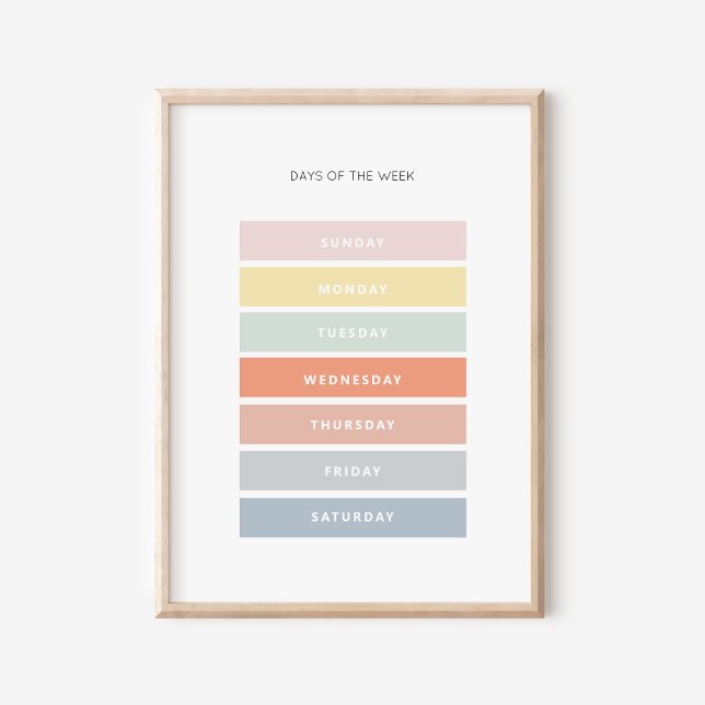 Poster Journées de la semaine Montessori Classroom Art Po (Créateur téléchargé)