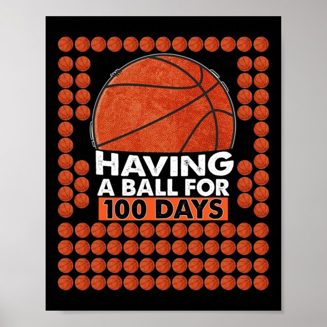 Poster Jours De Basketball Scolaire 100E Jour Ballons Pou (Devant)