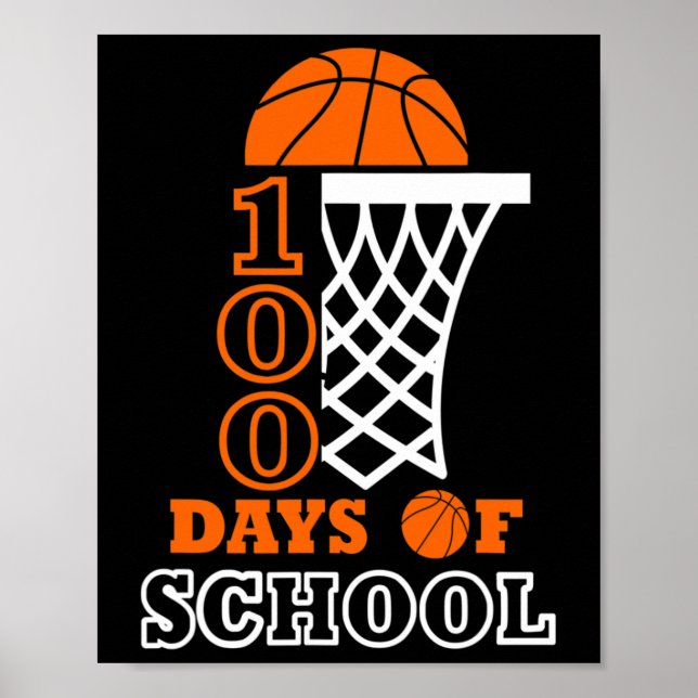 Poster Jours De Basketball Scolaire Enfants 100e Jour De  (Devant)