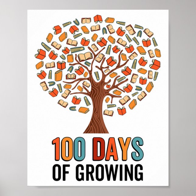 Poster Jours De Croissance Enseignant Enfants 100e Jour D (Devant)