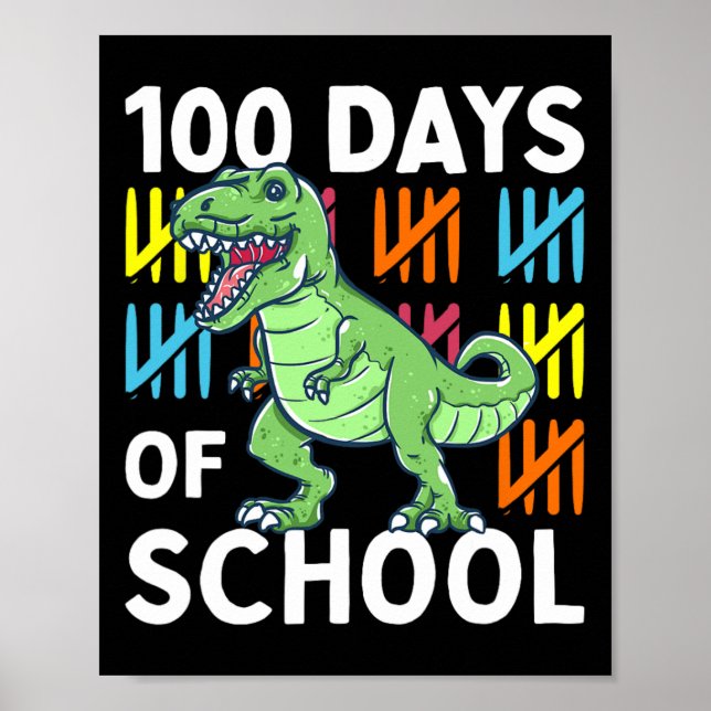 Poster Jours De Garçons Scolaires Dinosaur 100e Jour Dino (Devant)