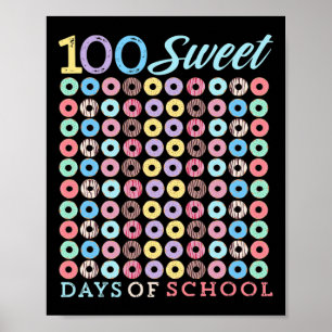Poster Jours De L'École Donut mignon 100ème Jour De L'Éco