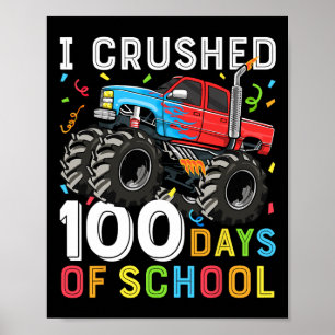 Poster Jours De L'École Monster Camion 100e Jour De L'Éco