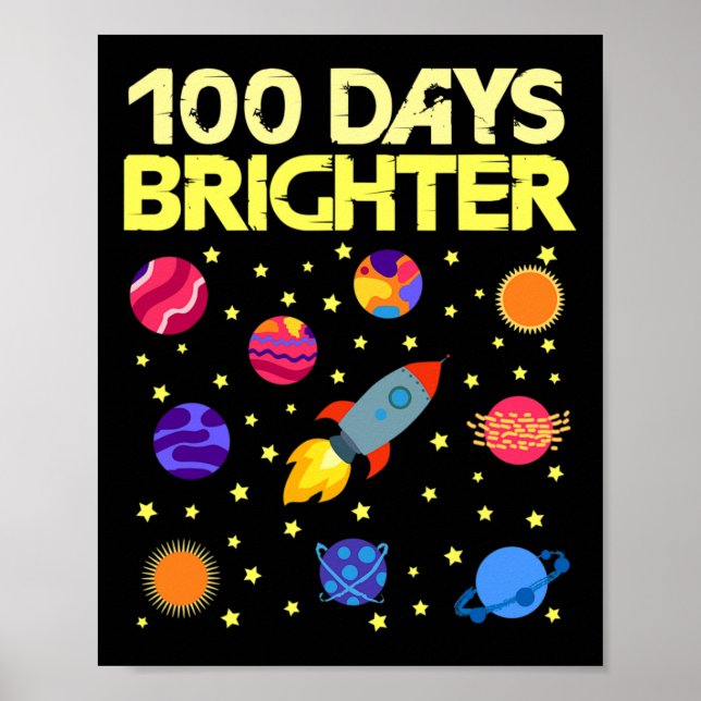 Poster Jours Plus Brighter 100e Jour D'Étoiles Scolaires  (Devant)