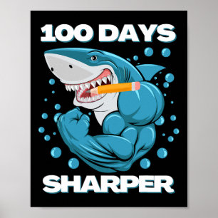 Poster Jours Sharper Shark Plaisir 100 Jours D'École