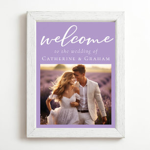 Poster Jovely Lilac Purple Couple Photo Mariage Bienvenue