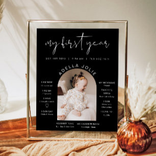 Poster JOVI Moderne noir blanc photo première année jalon