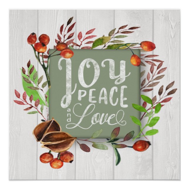 Poster Joy, Peace, Love Chalkboard Wreath ID437 (Devant)