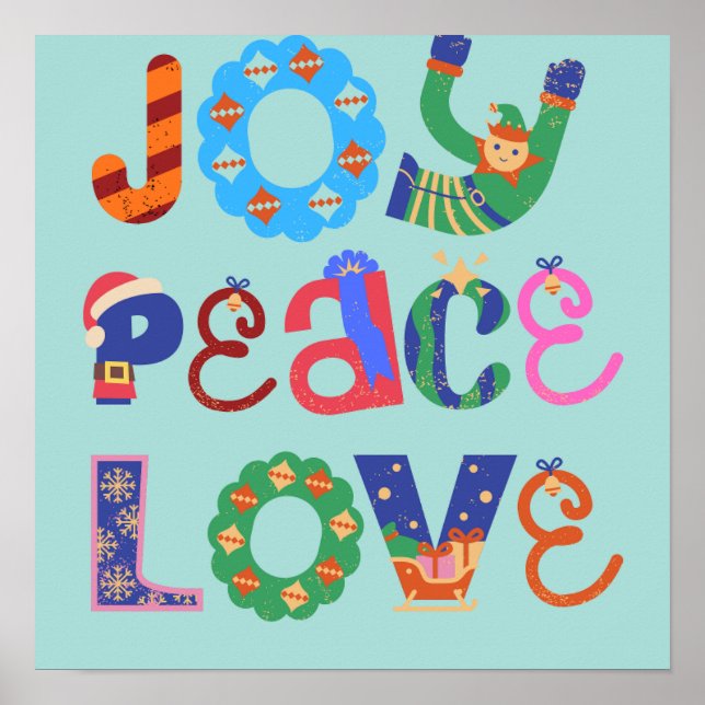 Poster Joy, peace, love motivational quotes wall art (Devant)