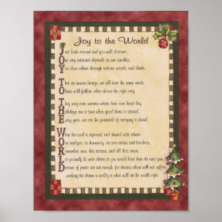 Poster "Joy to the World" Acrostic Poem Canvas Imprimer