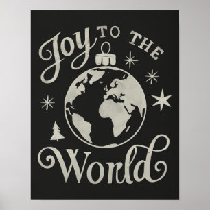 Poster Joy to the World Chalkboard Globe