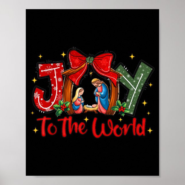 Poster Joy To The World Christian Christmas Coquette Oh H (Devant)