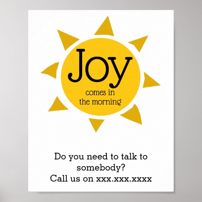 Poster JOY VIENT DANS LE MATIN Prévention du suicide PERS (Devant)