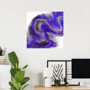 Poster Joyau noir violet Joyau blanc Tone Fluid Art Swirl