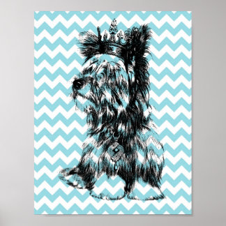 Poster Joyaux Yorkie Couronne Chien Chien Chien Bleu Blan