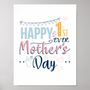 Poster Joyeuse 1ère fête des Mères pour la nouvelle maman