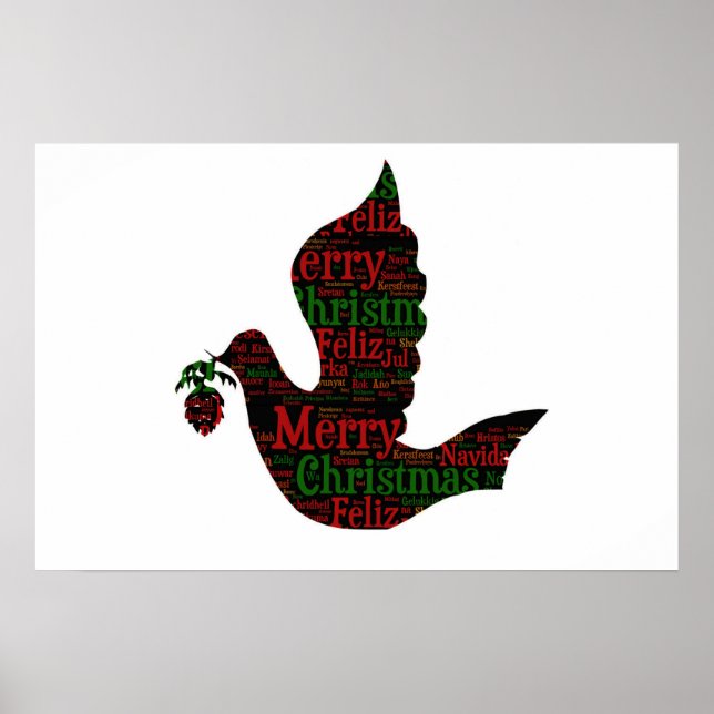 Poster Joyeuse colombe de Noël (Devant)