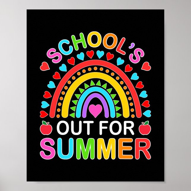 Poster Joyeuse Dernière journée de l'école Rainbow été po (Devant)