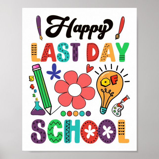 Poster Joyeuse Dernière Journée D'Enseignant Diplôme D'Ét (Devant)
