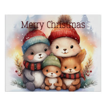 Joyeuse Famille d'Animaux de la Forêt de Noël