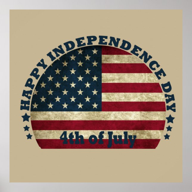 Poster Joyeuse fête 4 juillet l'indépendance (Devant)