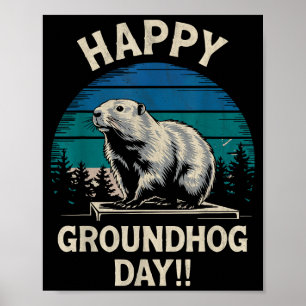 Poster Joyeuse fête de la marmotte Costume de marmotte an
